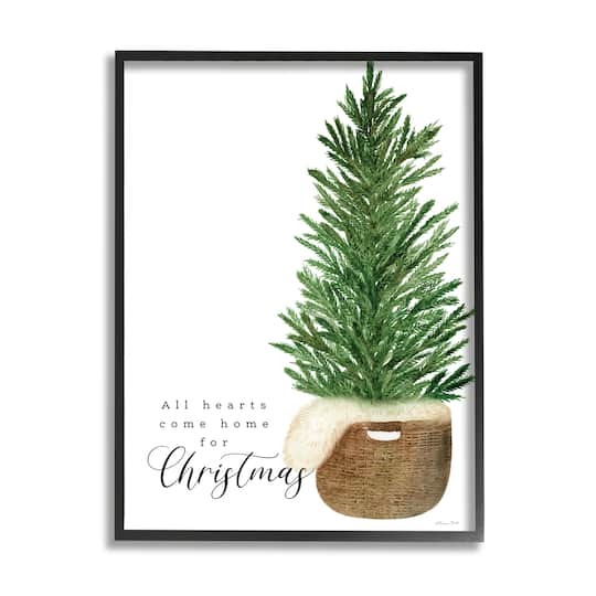 Stupell Industries All Hearts Home For Christmas Phrase Framed Giclee Art
